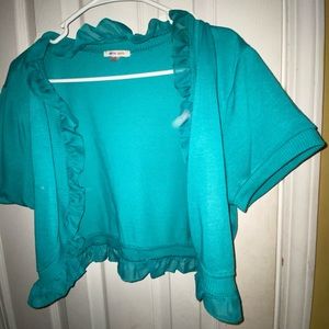 Blue frilly cover up